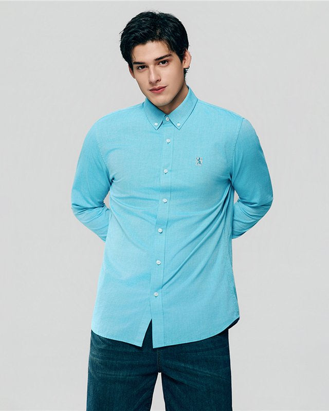 Men's Lion Oxford Slim Long Sleeve Shirt - Giordano Online