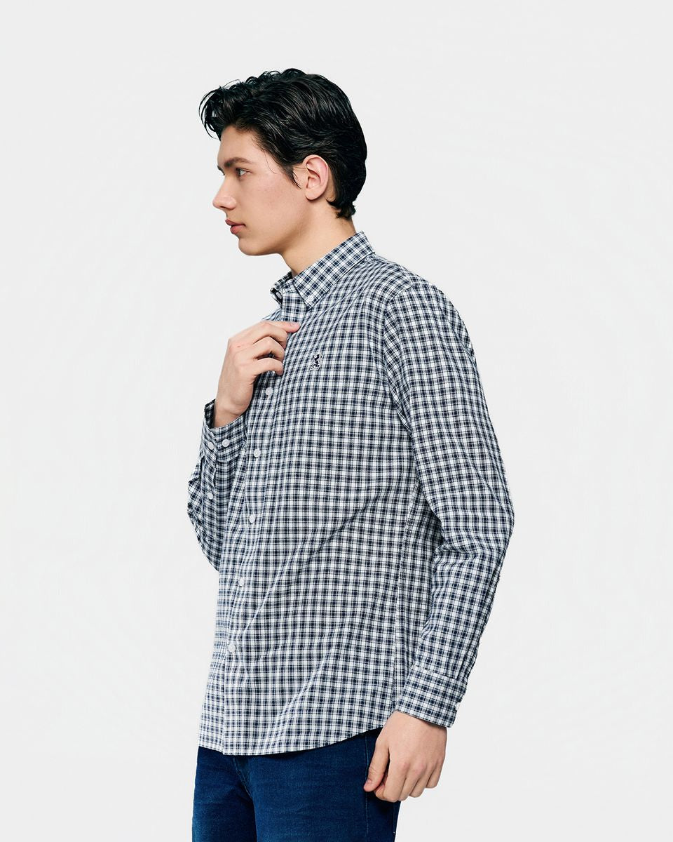 Men's Lion Oxford Slim Long Sleeve Shirt - Giordano Online