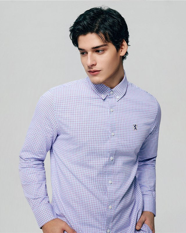 Men's Lion Oxford Slim Long Sleeve Shirt - Giordano Online