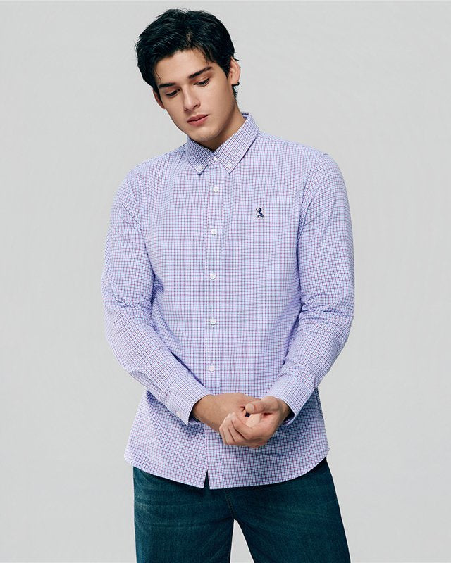 Men's Lion Oxford Slim Long Sleeve Shirt - Giordano Online