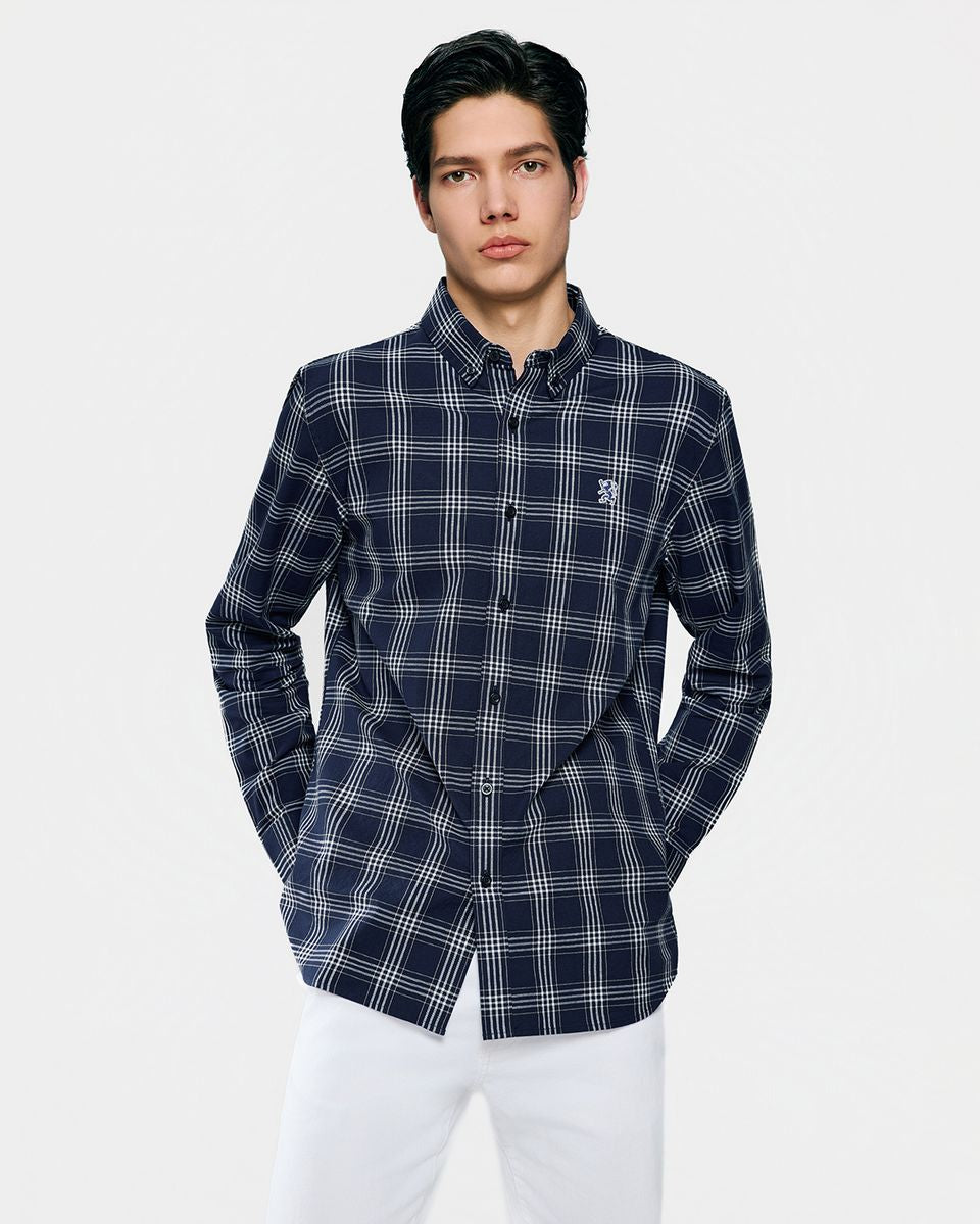 Men's Lion Oxford Slim Long Sleeve Shirt - Giordano Online