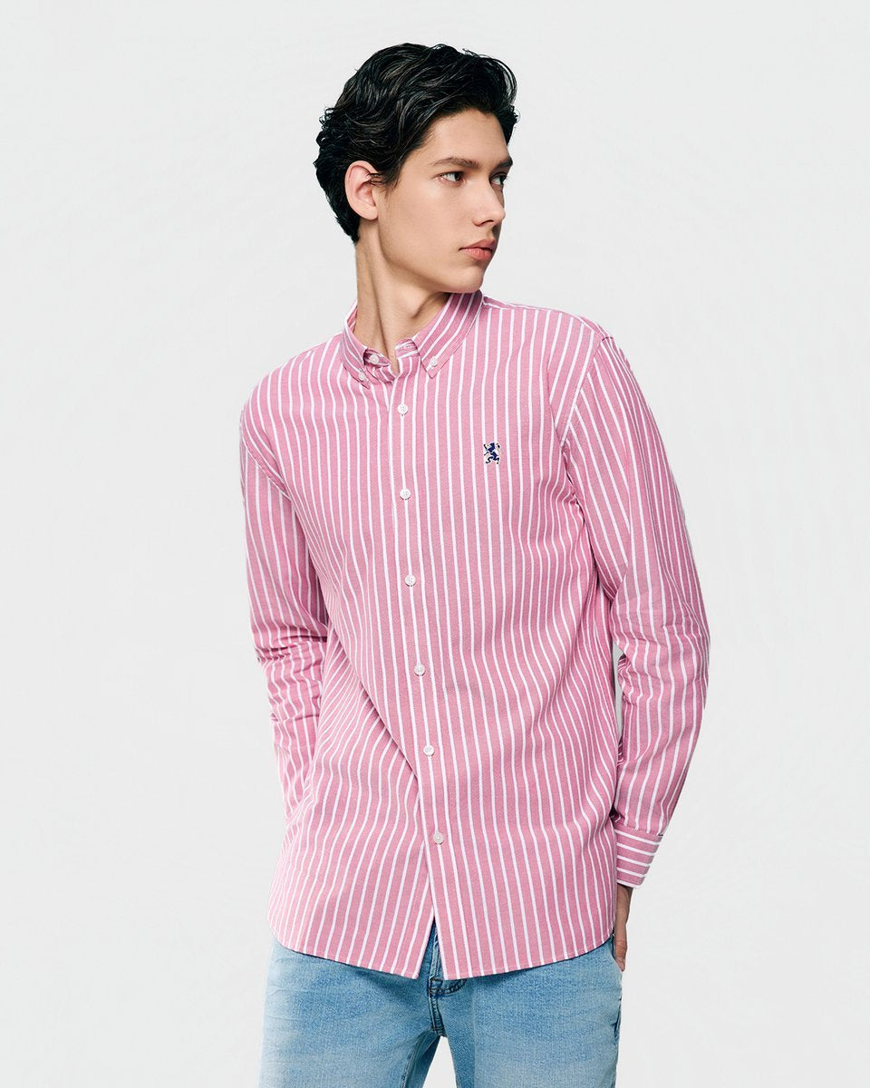 Men's Lion Oxford Slim Long Sleeve Shirt - Giordano Online