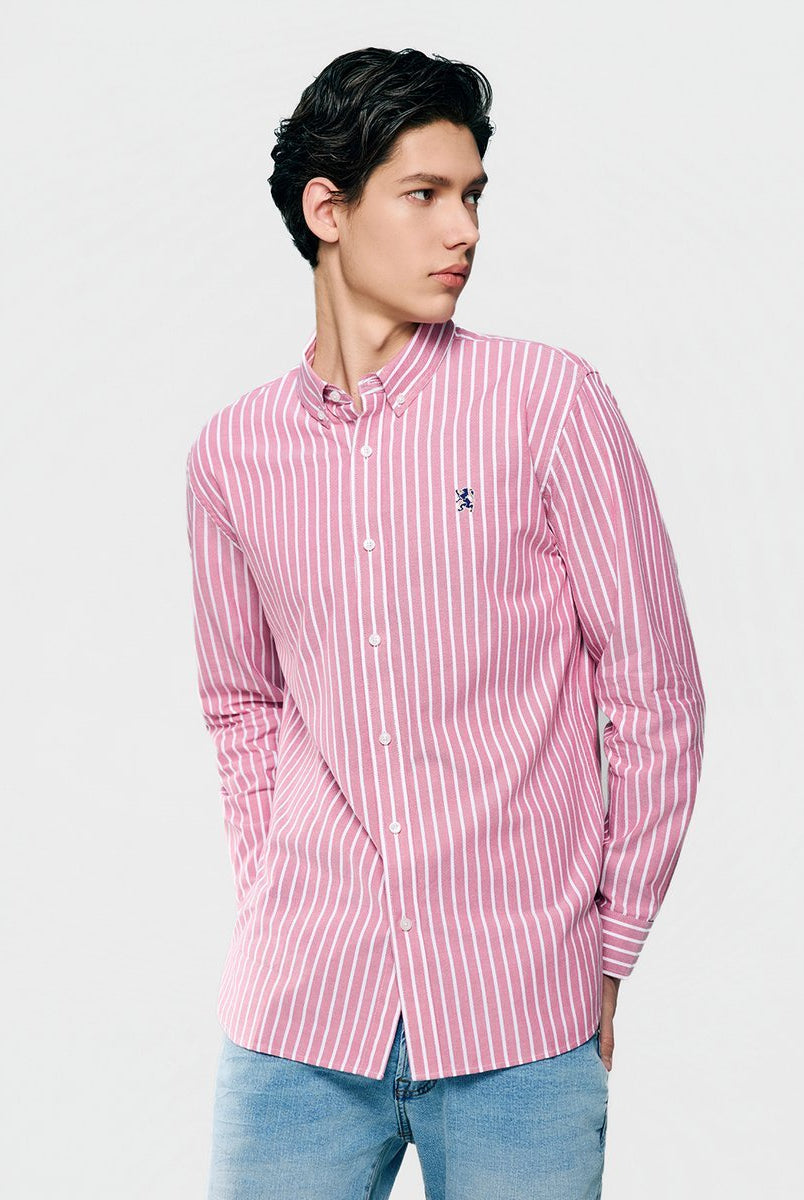 Men's Lion Oxford Slim Long Sleeve Shirt - Giordano Online