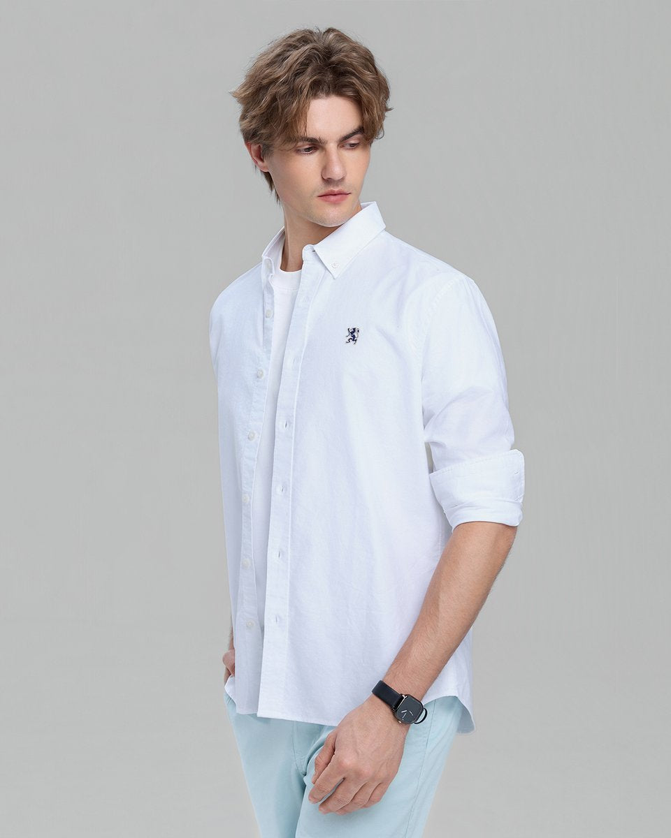 Men's Lion Oxford Slim Long Sleeve Shirt - Giordano Online