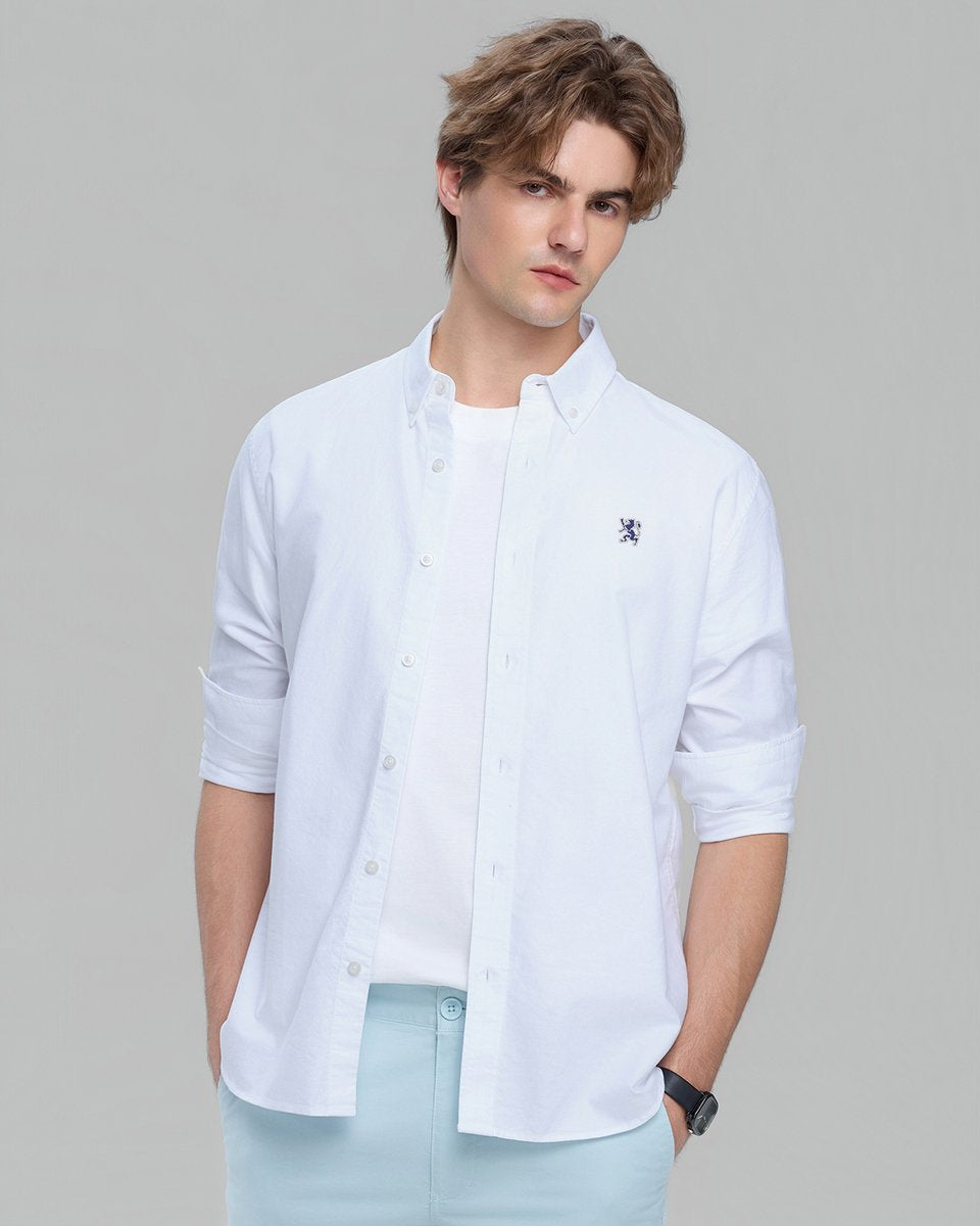 Men's Lion Oxford Slim Long Sleeve Shirt - Giordano Online