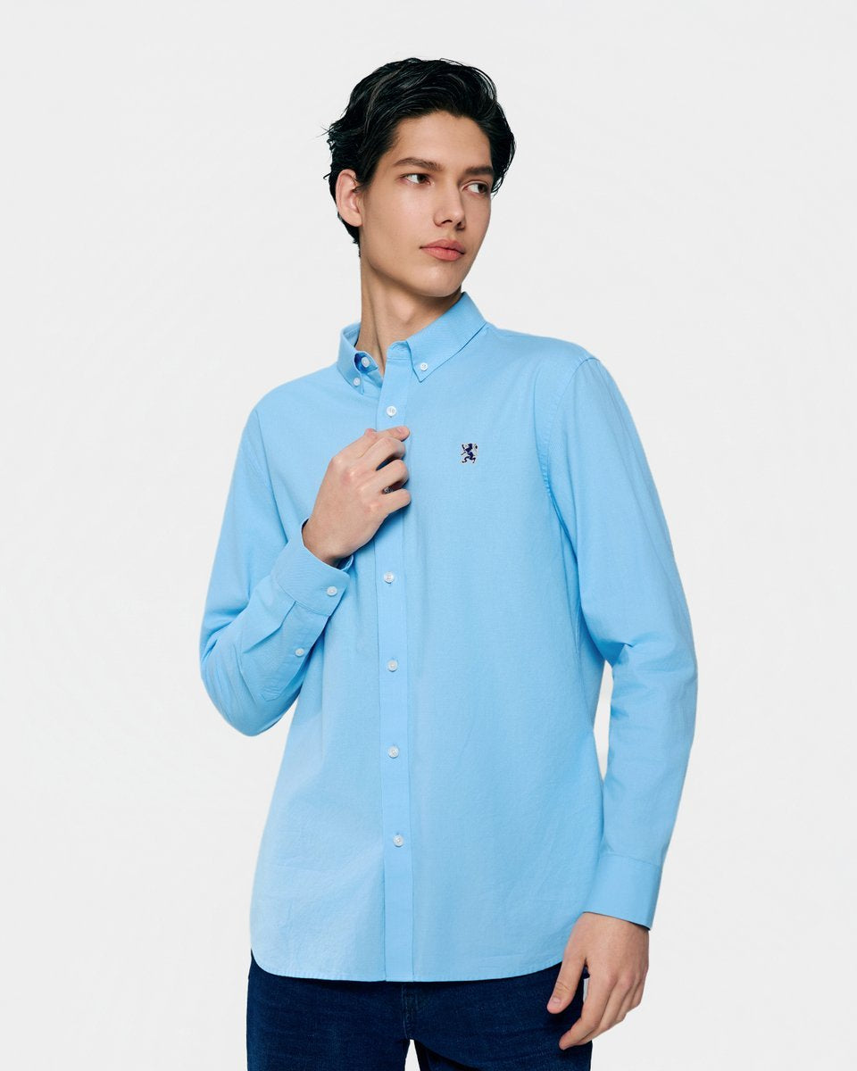 Men's Lion Oxford Slim Long Sleeve Shirt - Giordano Online