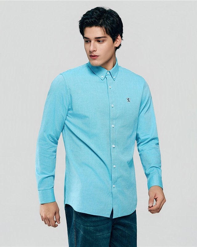Men's Lion Oxford Slim Long Sleeve Shirt - Giordano Online