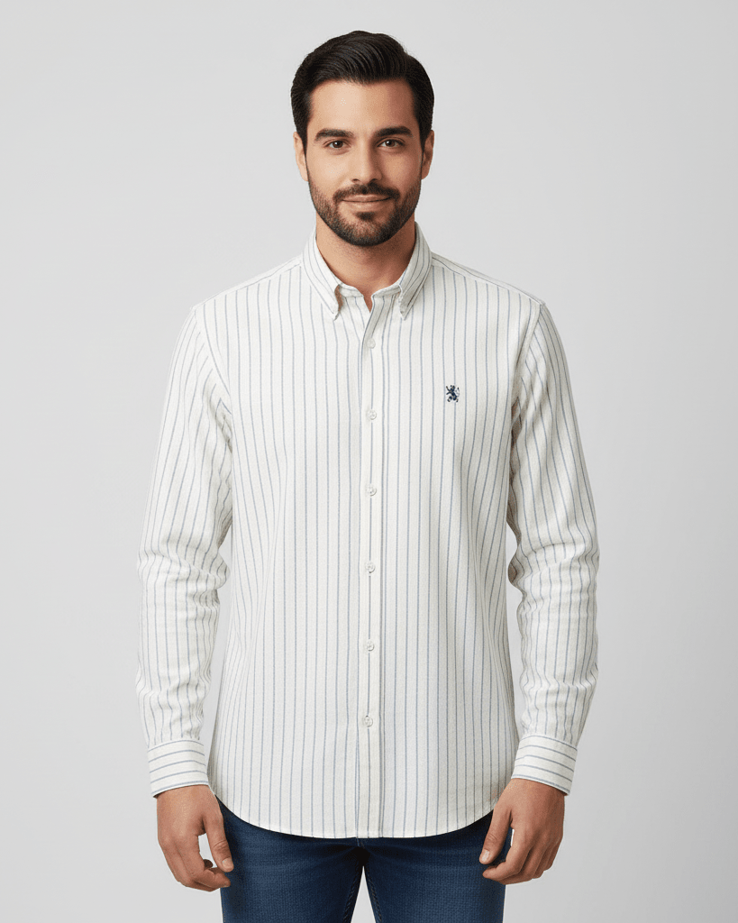 Men's Lion Oxford Slim Long Sleeve Shirt - Giordano Online