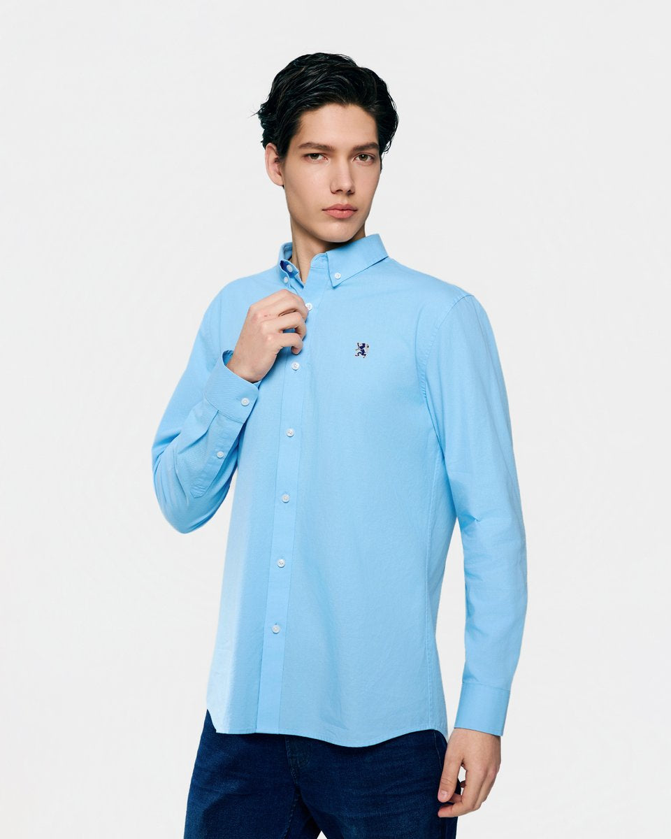 Men's Lion Oxford Slim Long Sleeve Shirt - Giordano Online