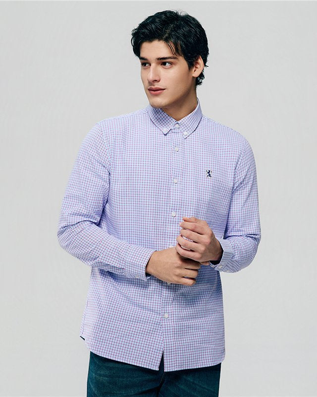 Men's Lion Oxford Slim Long Sleeve Shirt - Giordano Online