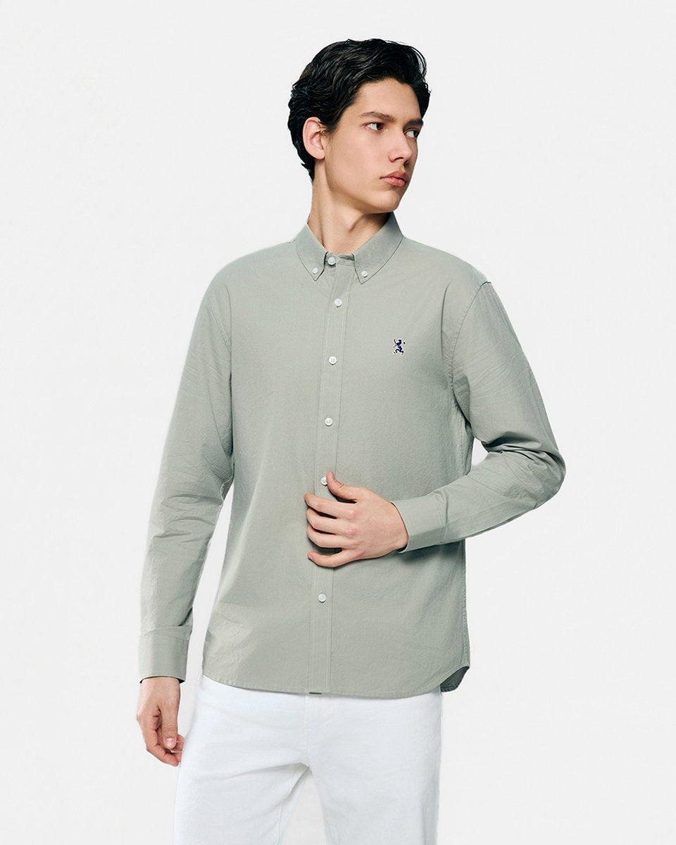 Men's Lion Oxford Slim Long Sleeve Shirt - Giordano Online