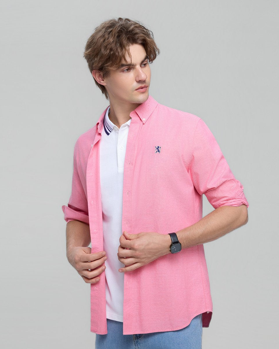 Men's Lion Oxford Slim Long Sleeve Shirt - Giordano Online