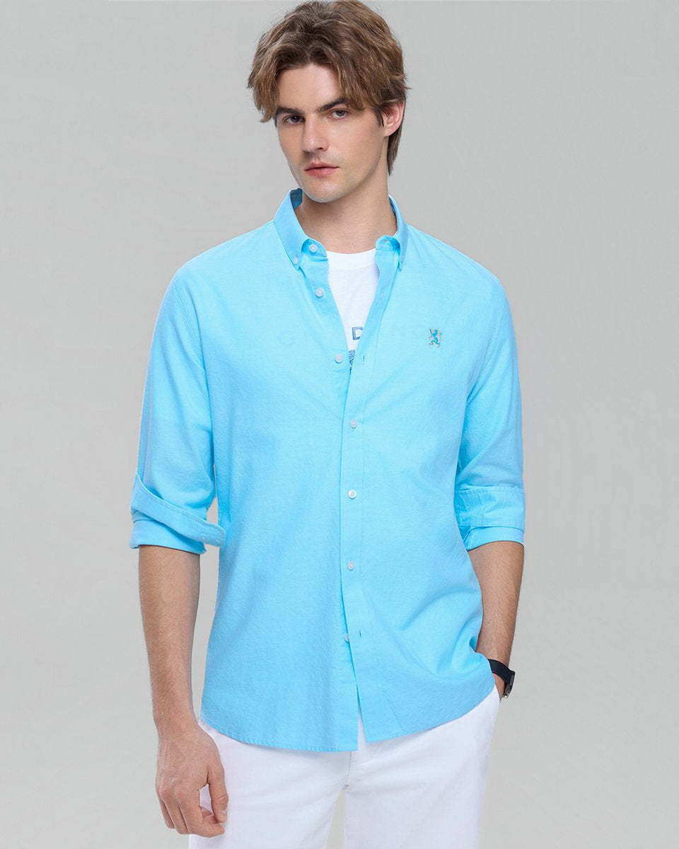 Men's Lion Oxford Slim Long Sleeve Shirt - Giordano Online