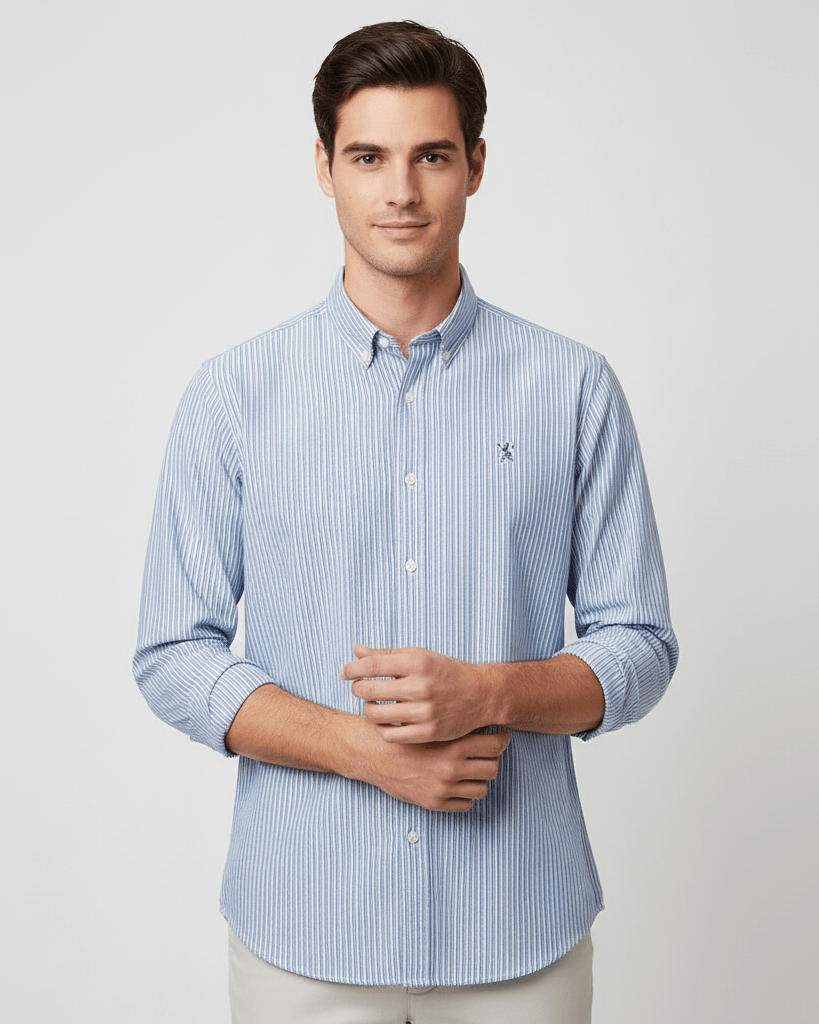 Men's Lion Oxford Slim Long Sleeve Shirt - Giordano Online