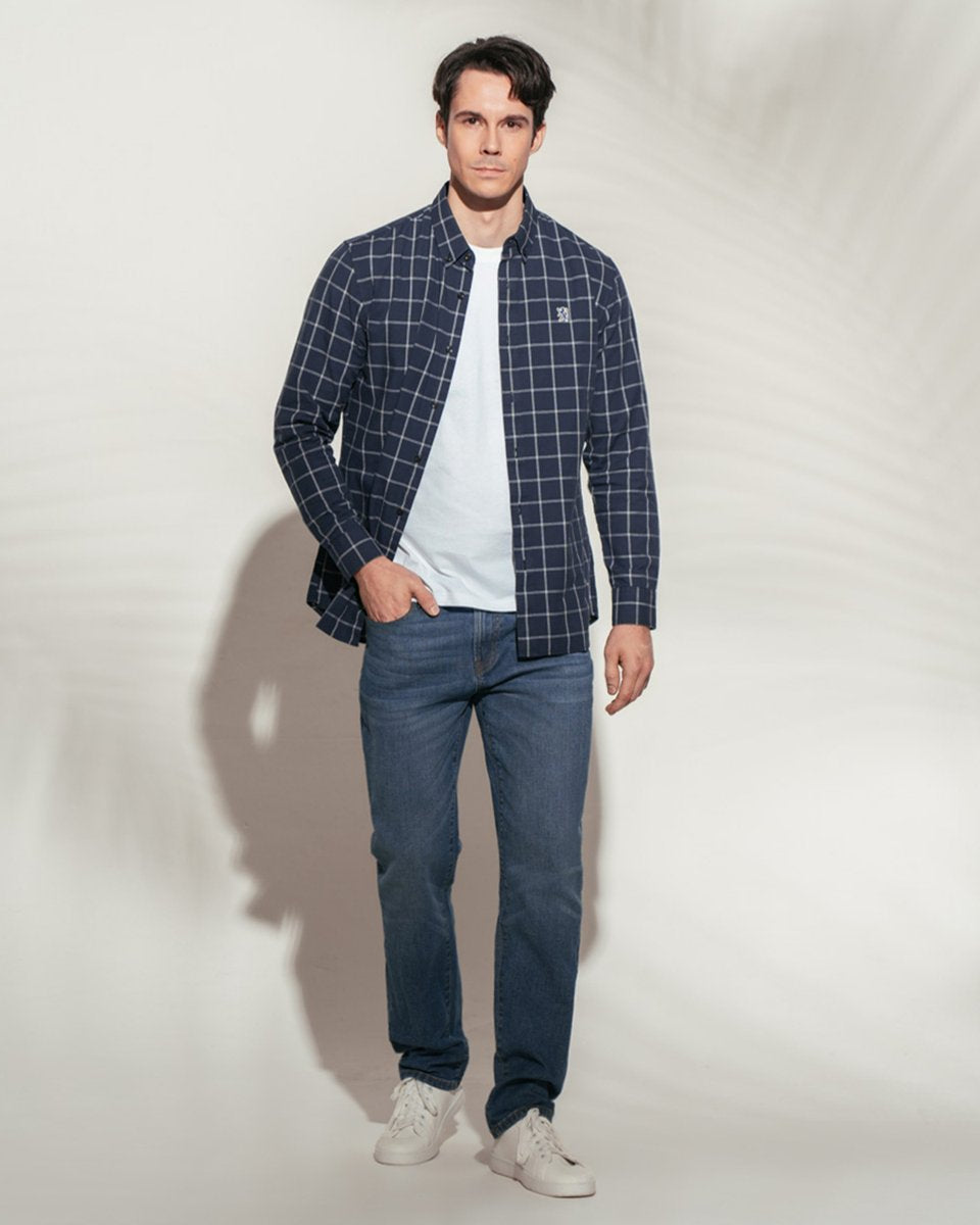 Men's Lion Oxford Slim Long Sleeve Shirt - Giordano Online