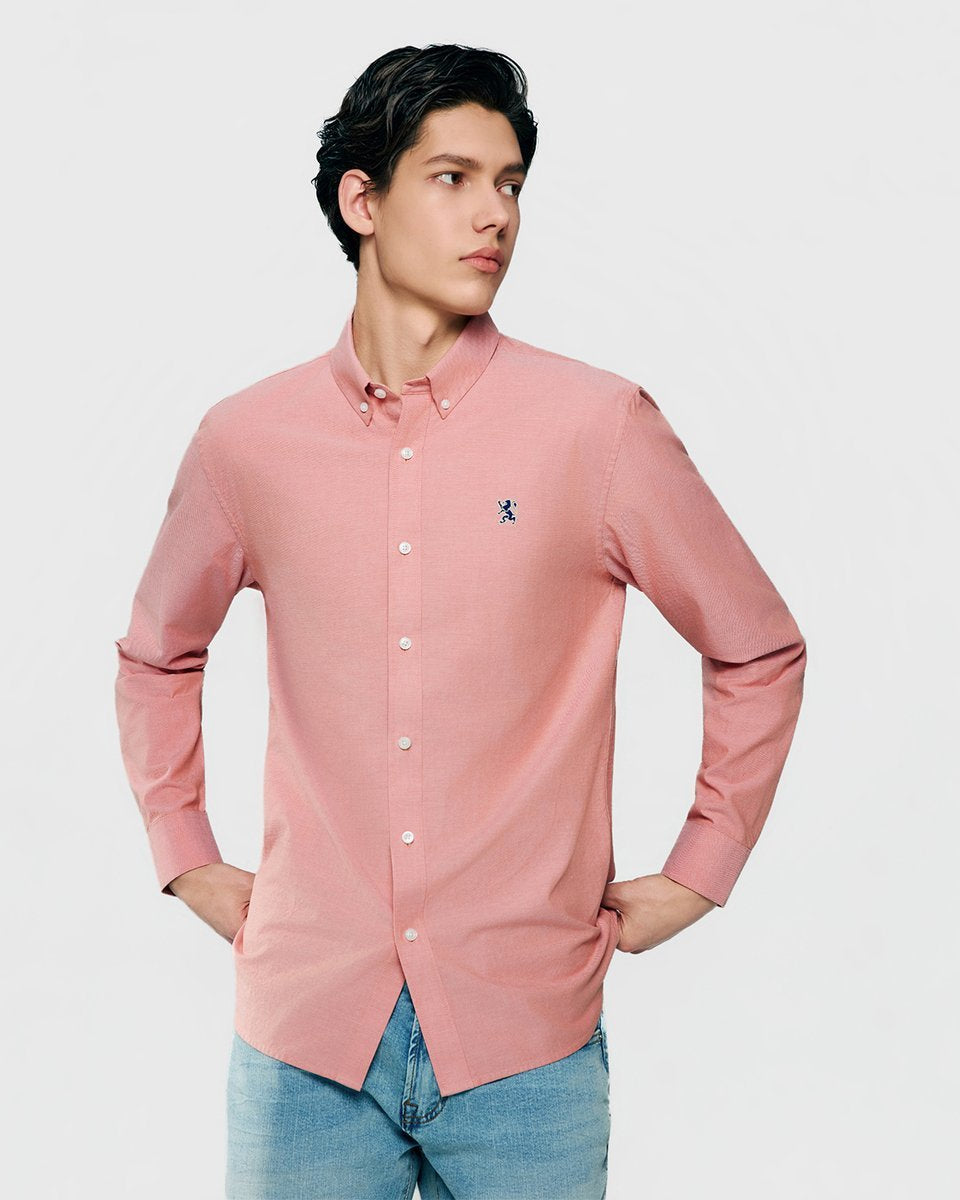 Men's Lion Oxford Slim Long Sleeve Shirt - Giordano Online