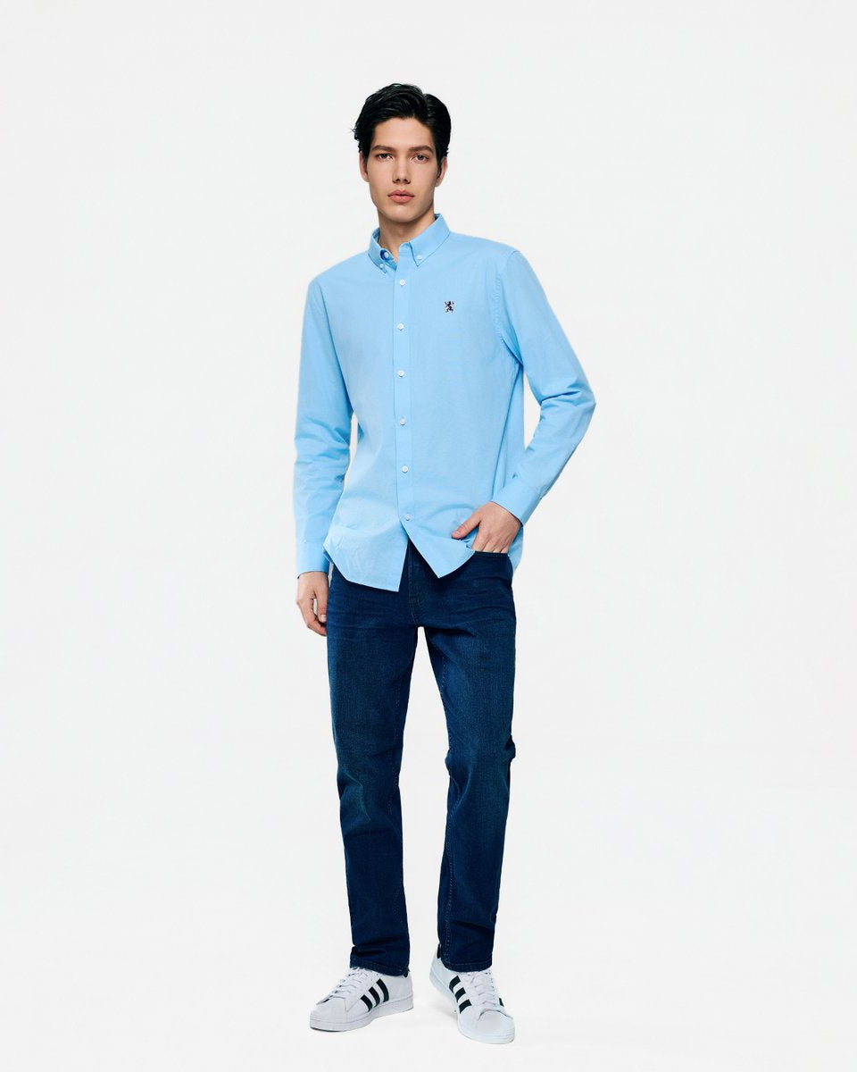 Men's Lion Oxford Slim Long Sleeve Shirt - Giordano Online