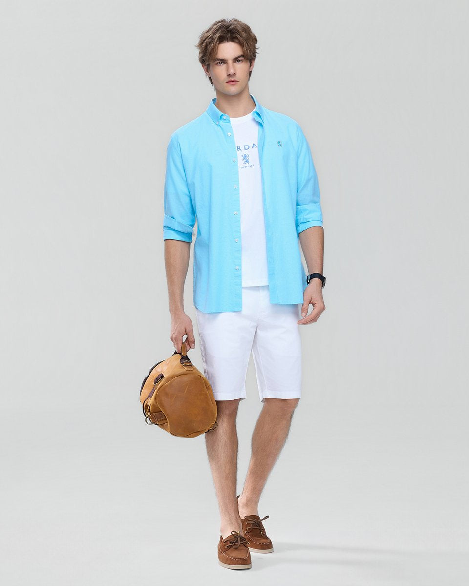 Men's Lion Oxford Slim Long Sleeve Shirt - Giordano Online