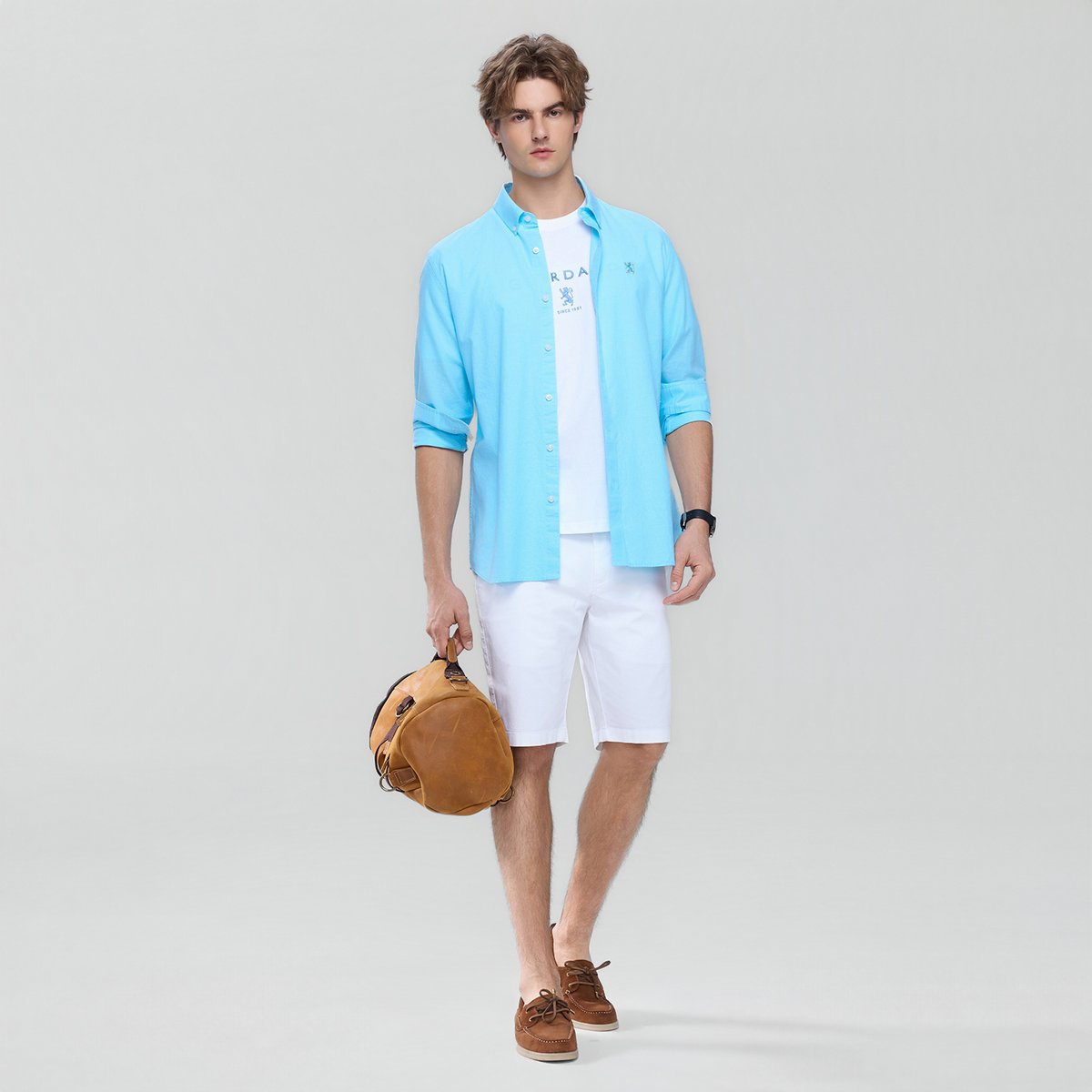 Men's Lion Oxford Slim Long Sleeve Shirt - Giordano Online