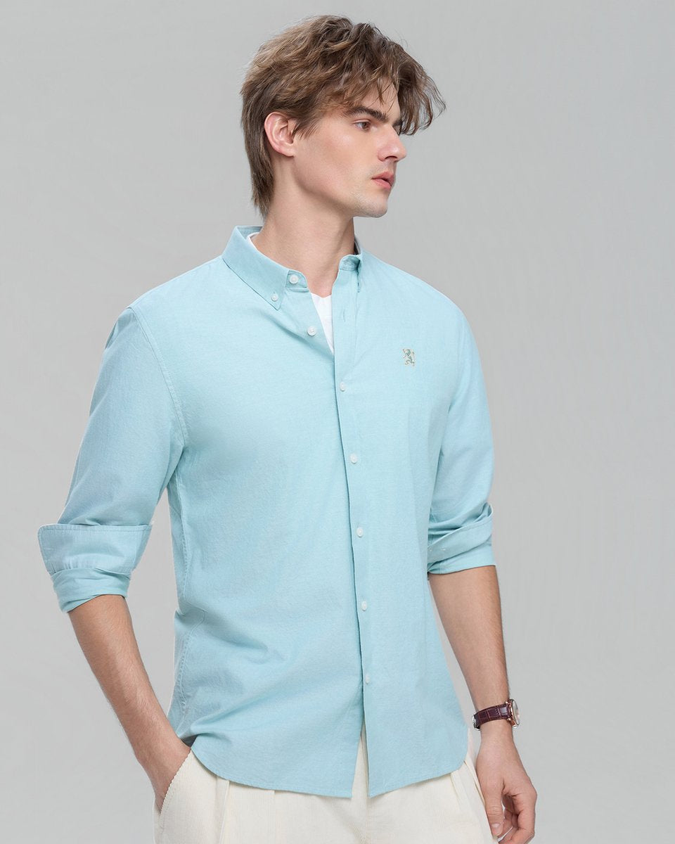 Men's Lion Oxford Slim Long Sleeve Shirt - Giordano Online