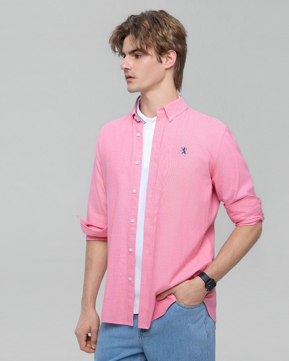 Men's Lion Oxford Slim Long Sleeve Shirt - Giordano Online