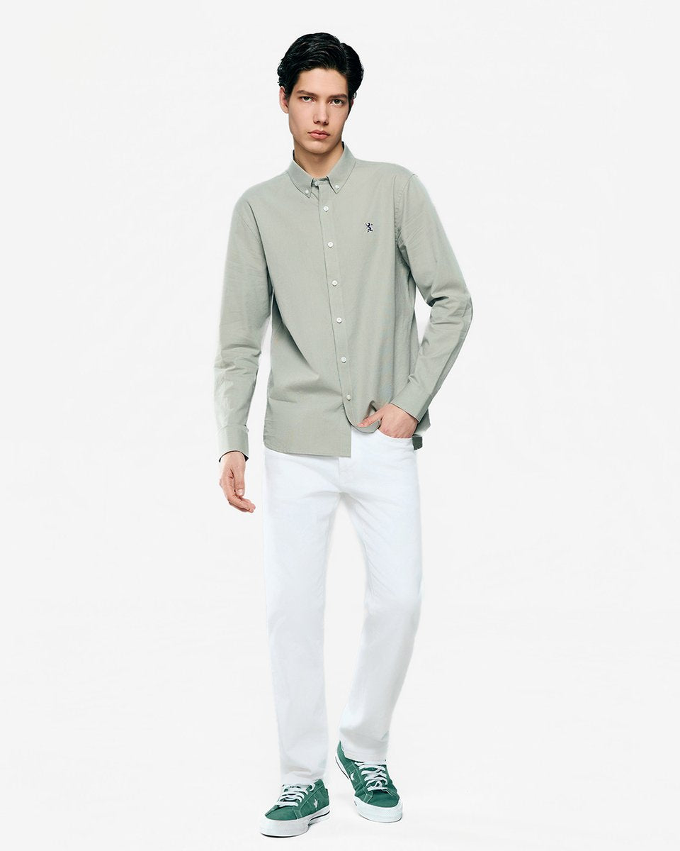 Men's Lion Oxford Slim Long Sleeve Shirt - Giordano Online