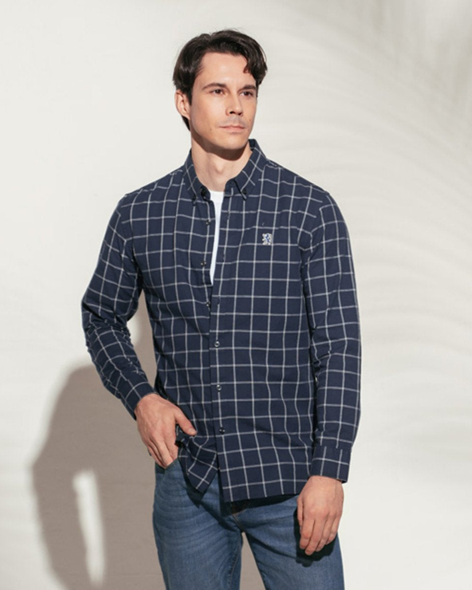 Men's Lion Oxford Slim Long Sleeve Shirt - Giordano Online