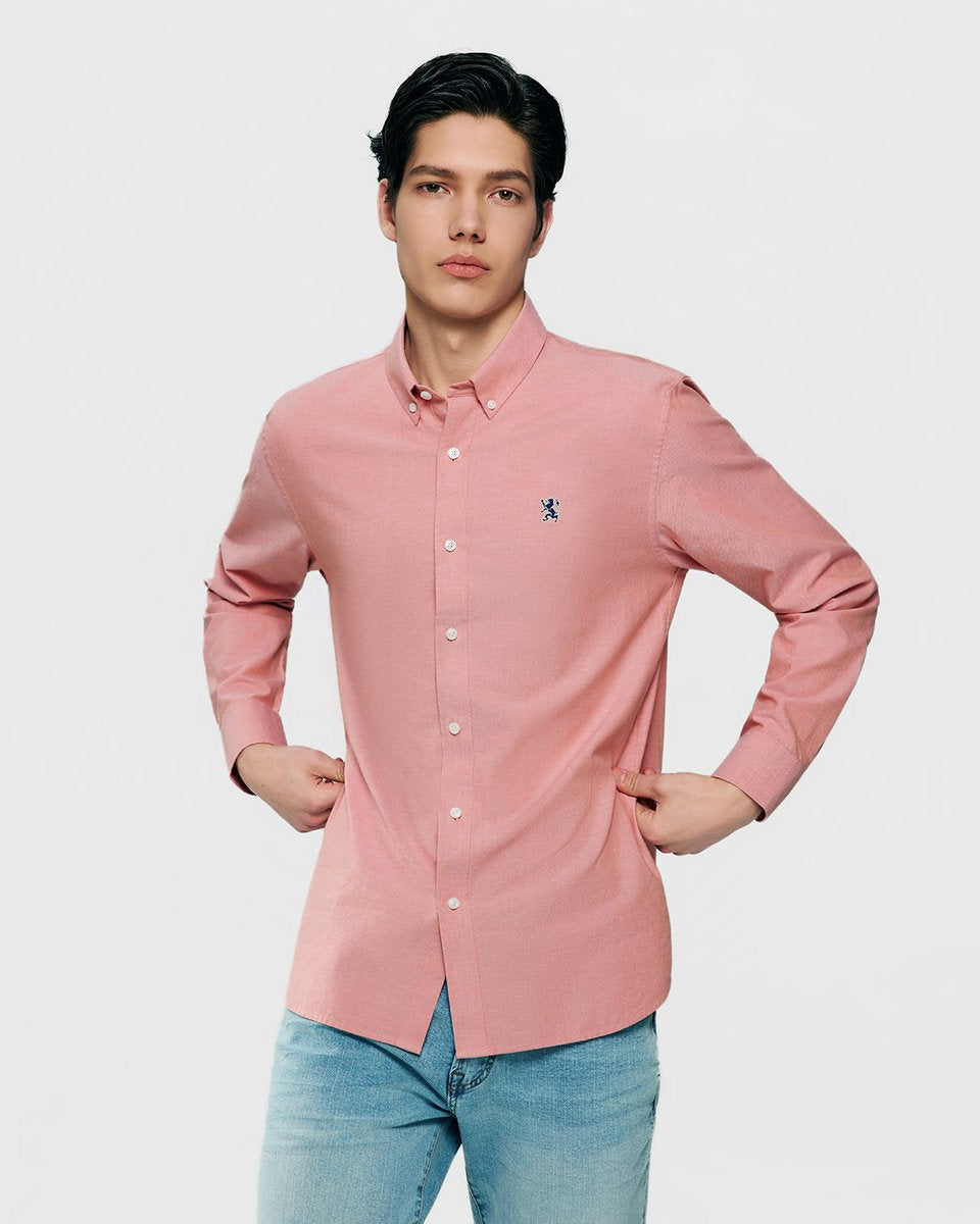 Men's Lion Oxford Slim Long Sleeve Shirt - Giordano Online