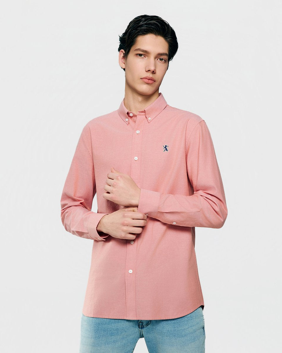Men's Lion Oxford Slim Long Sleeve Shirt - Giordano Online