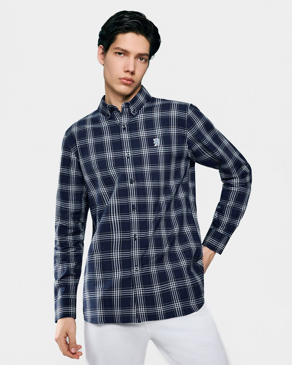 Men's Lion Oxford Slim Long Sleeve Shirt - Giordano Online