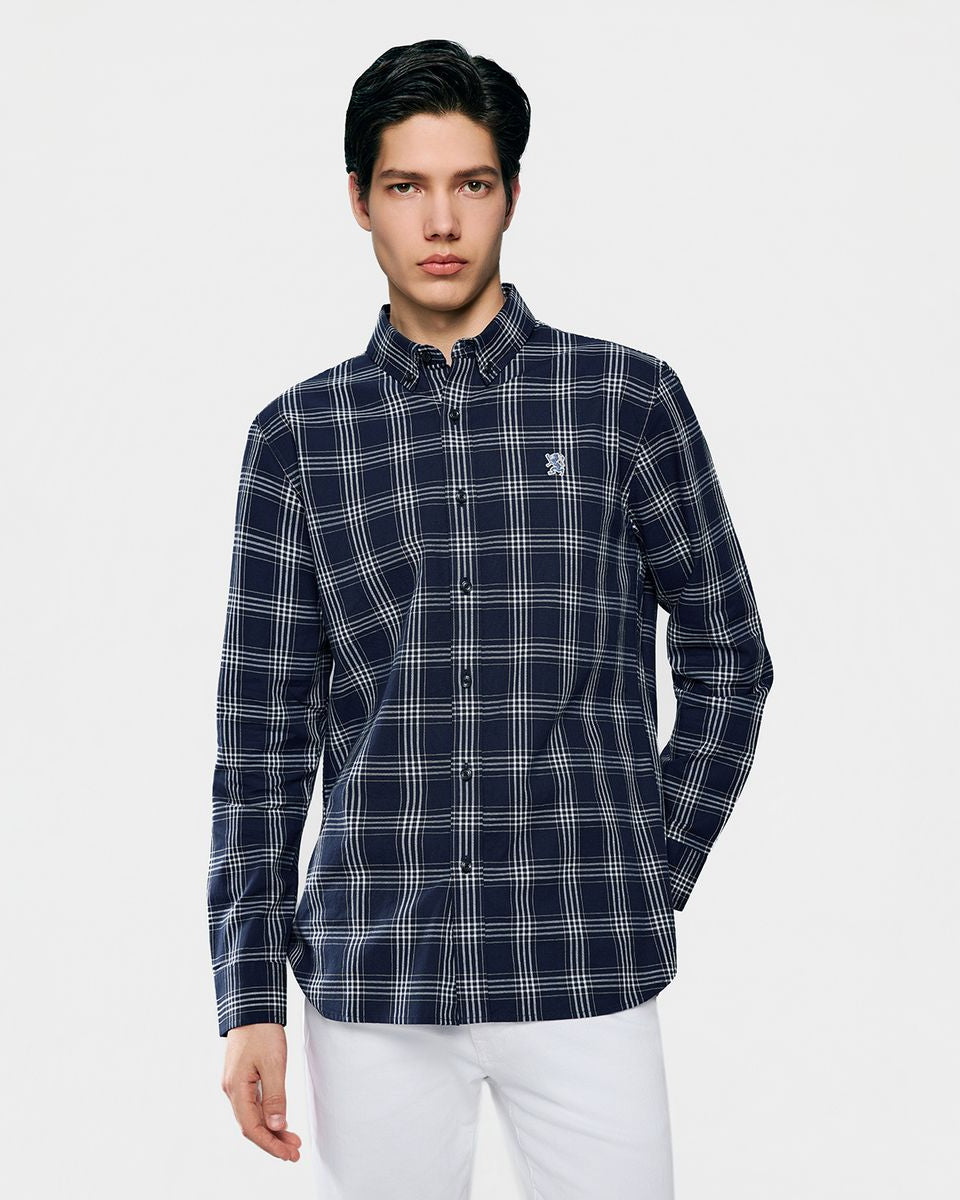 Men's Lion Oxford Slim Long Sleeve Shirt - Giordano Online