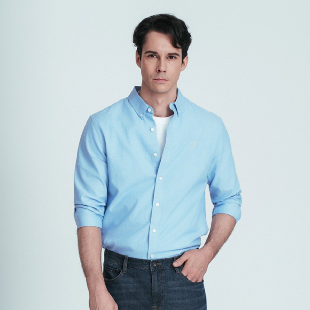 Men's Lion Oxford Slim Long Sleeve Shirt - Giordano Online