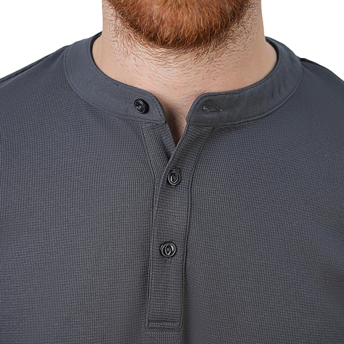 Men's Long Sleeve Stretch Waffle Henley Tee - Giordano Online