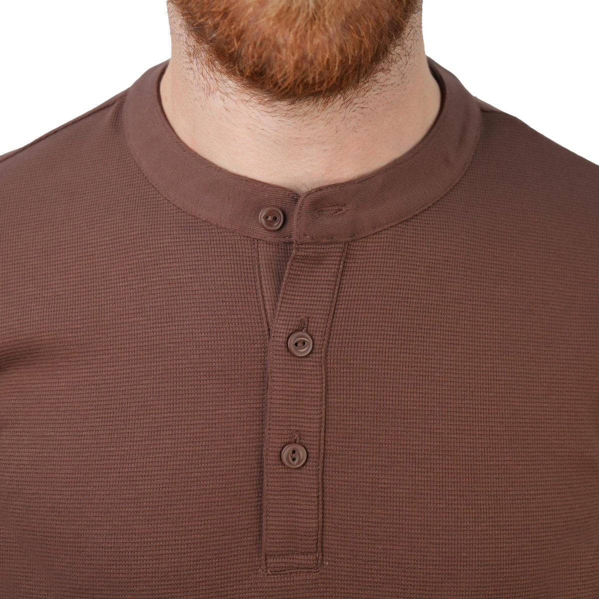 Men's Long Sleeve Stretch Waffle Henley Tee - Giordano Online