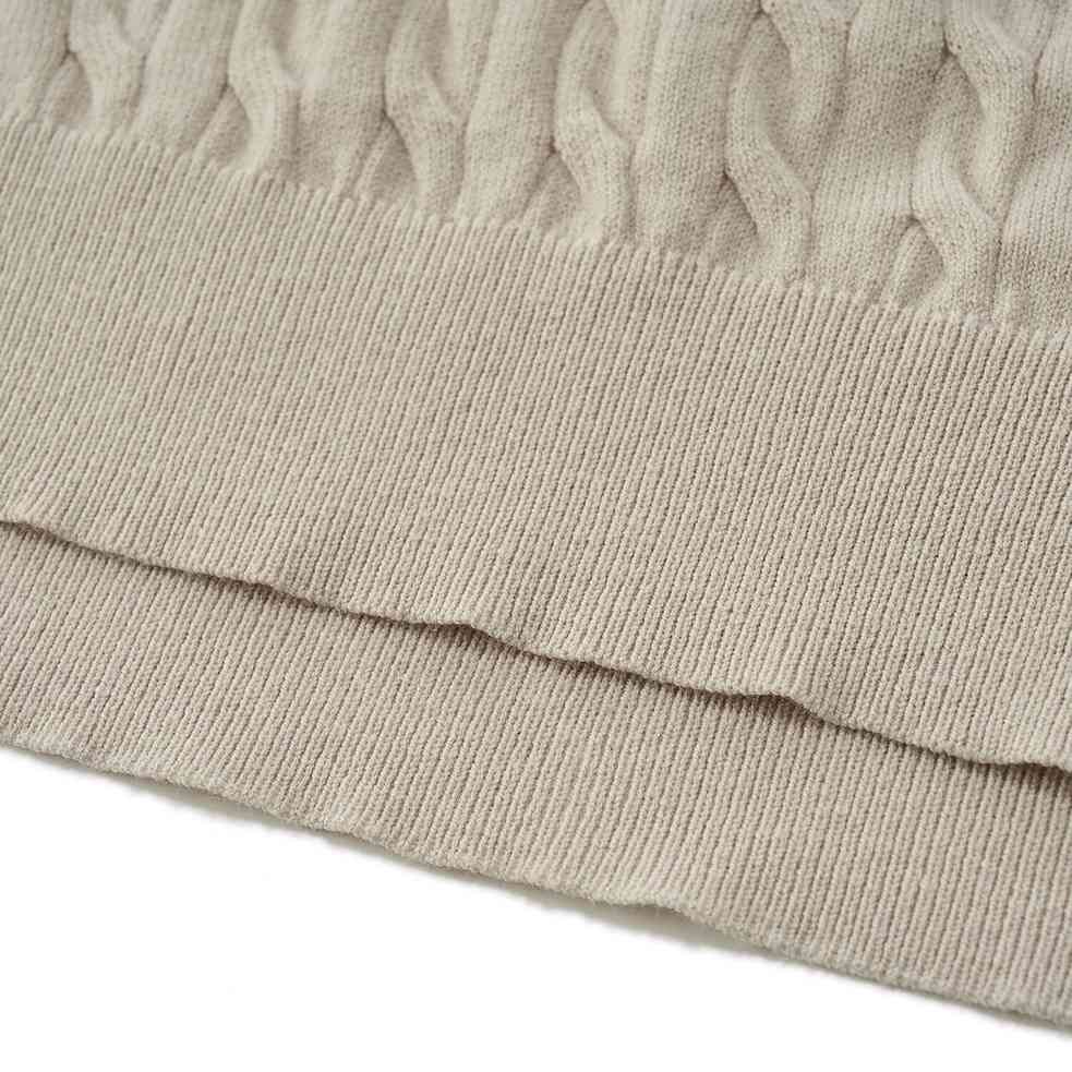 Men's Regular Fit Short Sleeve Cable - Knit Sweater - Khaki - Giordano