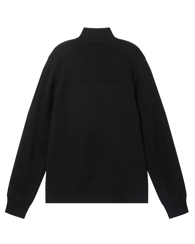 Men's Regular Fit Texture Stitch Mock Neck Full Zip Cardigan - Giordano Online