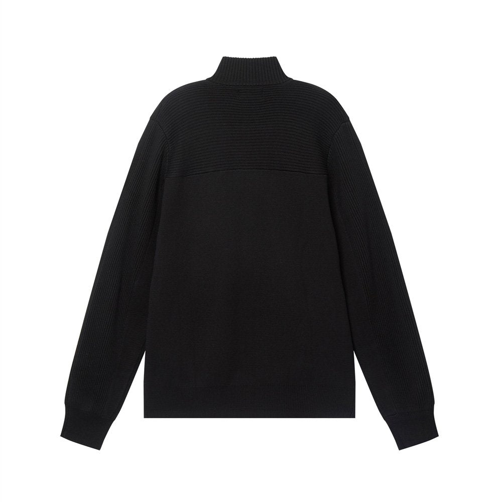 Men's Regular Fit Texture Stitch Mock Neck Full Zip Cardigan - Giordano Online