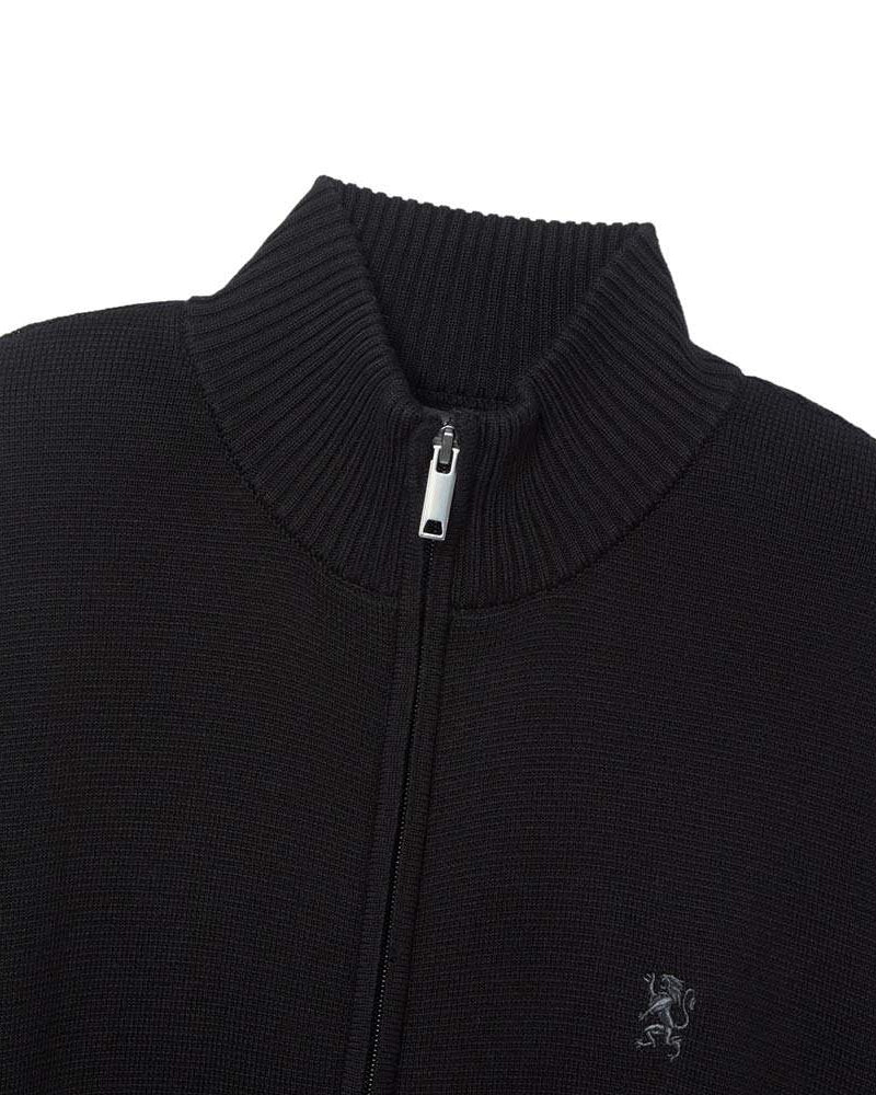 Men's Regular Fit Texture Stitch Mock Neck Full Zip Cardigan - Giordano Online