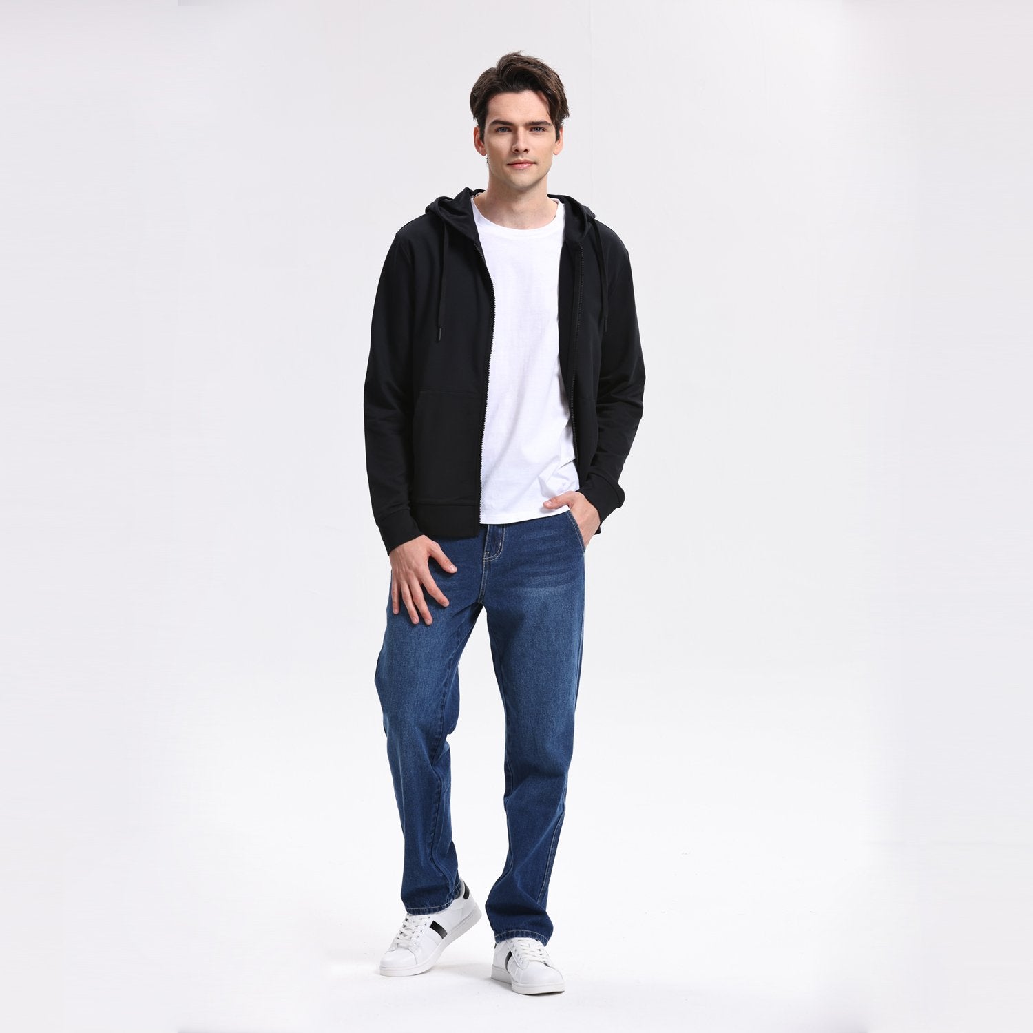 Men's Regular French Terry Hoodie - Black - Giordano