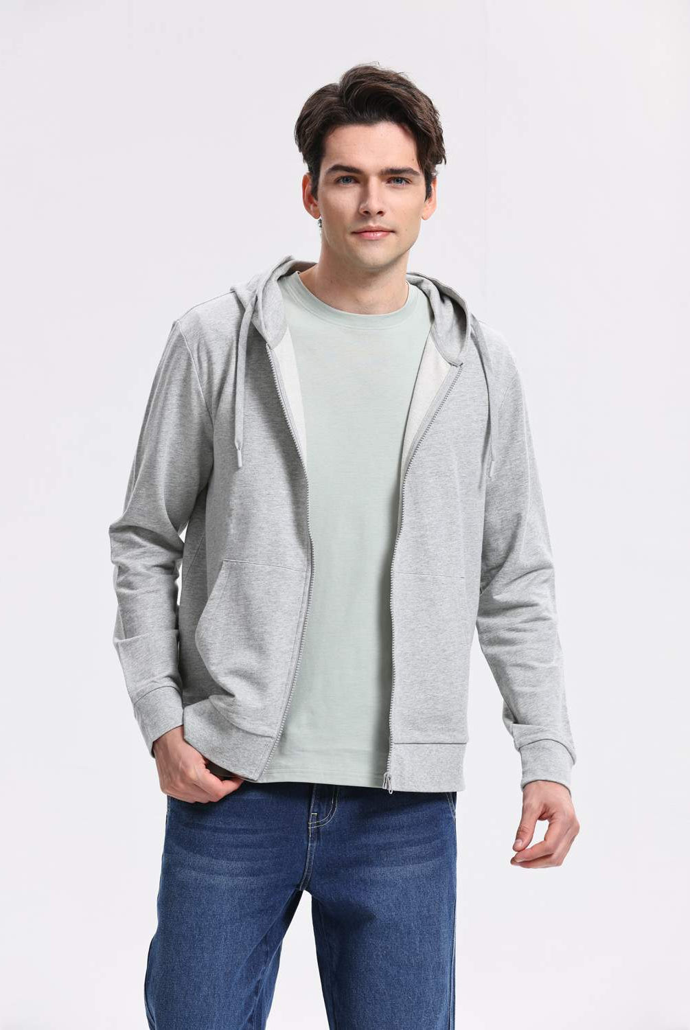 Men's Regular French Terry Hoodie - Grey - Giordano