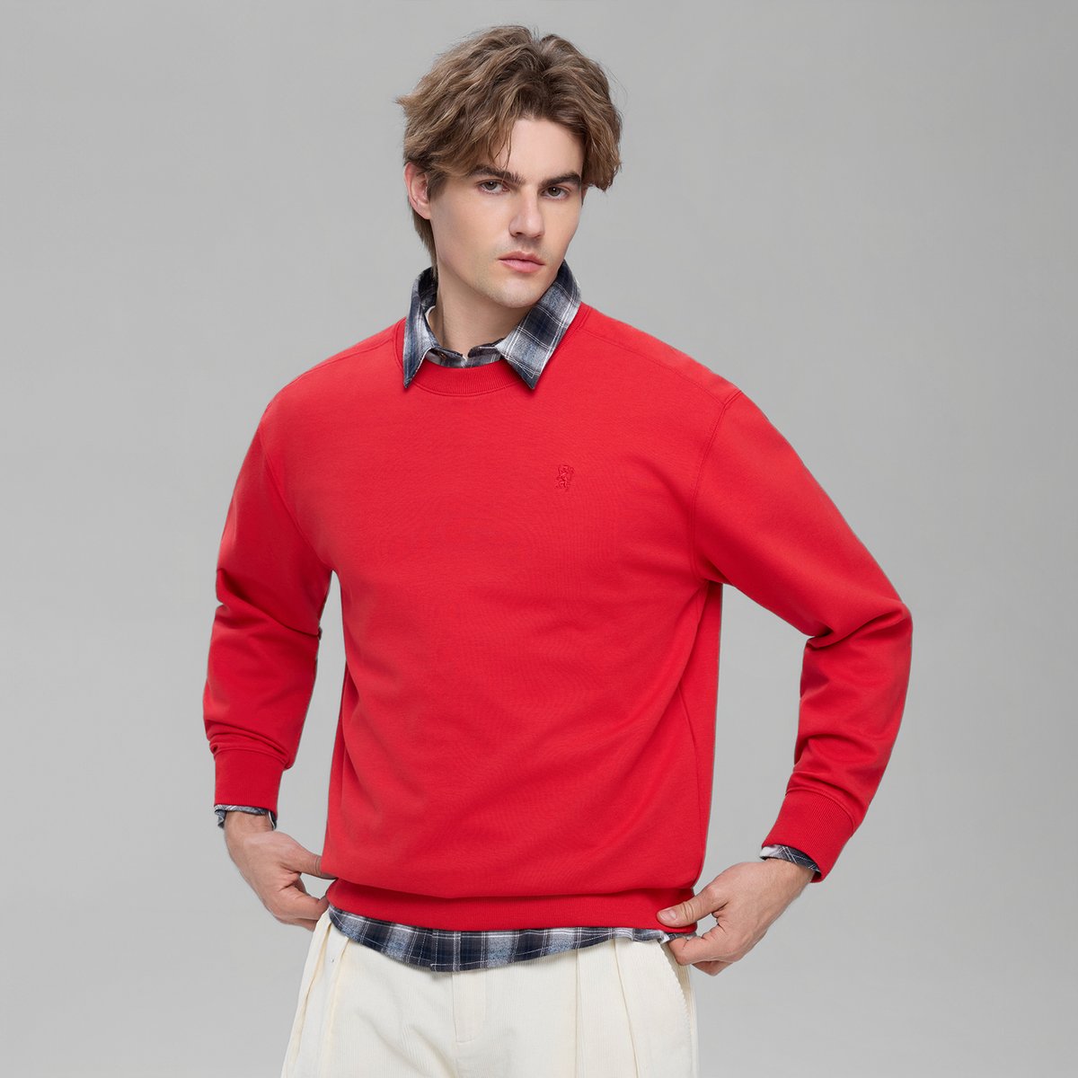 Men’s Relaxed Crew Neck Embroidery Sweatshirt - Giordano Online