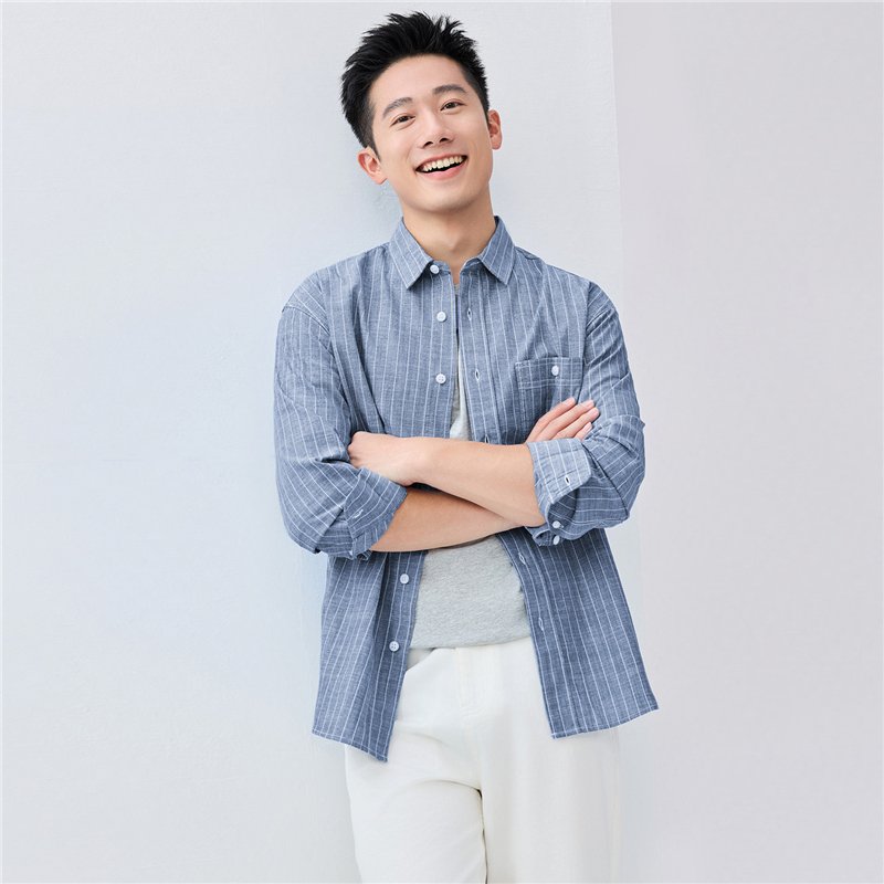 Men's Relaxed Fit Cotton Chambray Shirt - Giordano Online