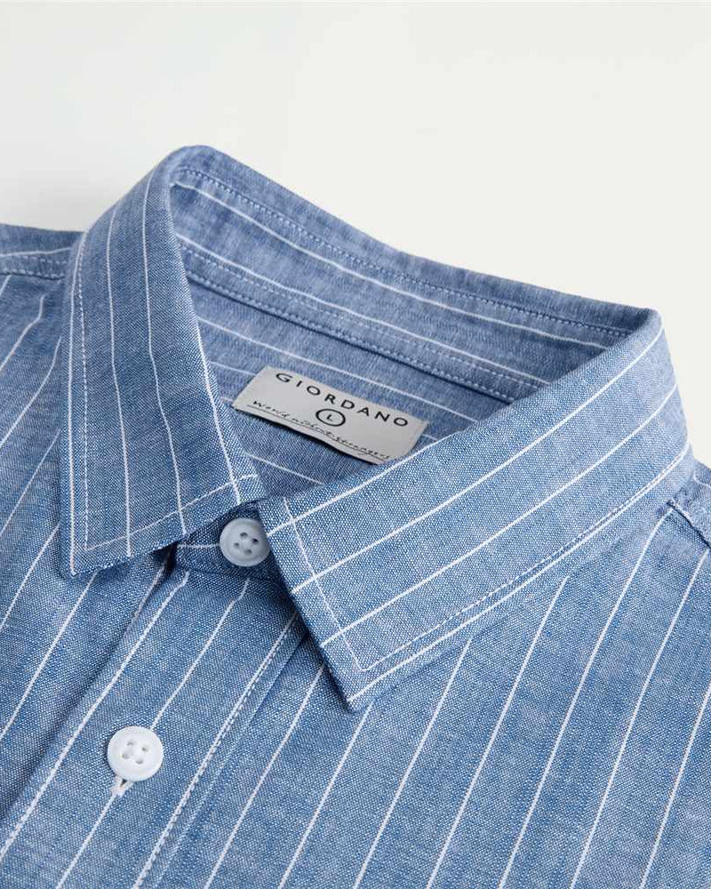 Men's Relaxed Fit Cotton Chambray Shirt - Giordano Online