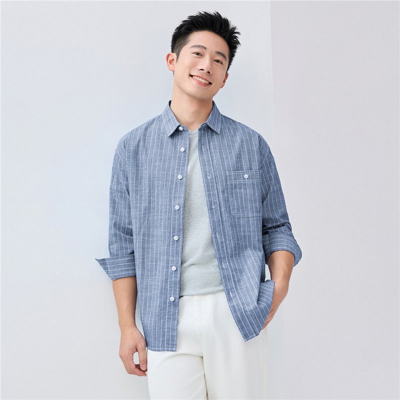 Men's Relaxed Fit Cotton Chambray Shirt - Giordano Online