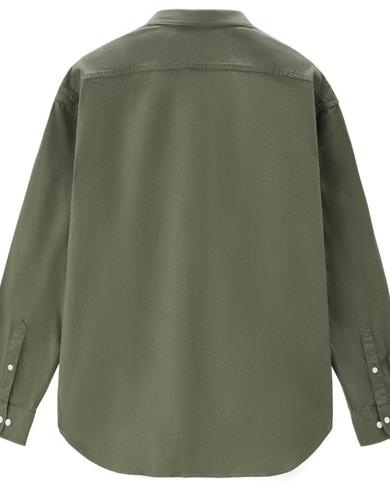 Men's Relaxed Fit Cotton Twill Long Sleeve Shirt - Giordano Online