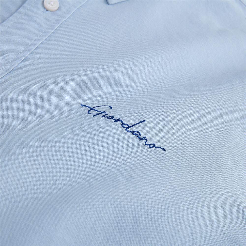 Men's Relaxed Fit Lyocell - Cotton Embroidered Shirt - Giordano Online