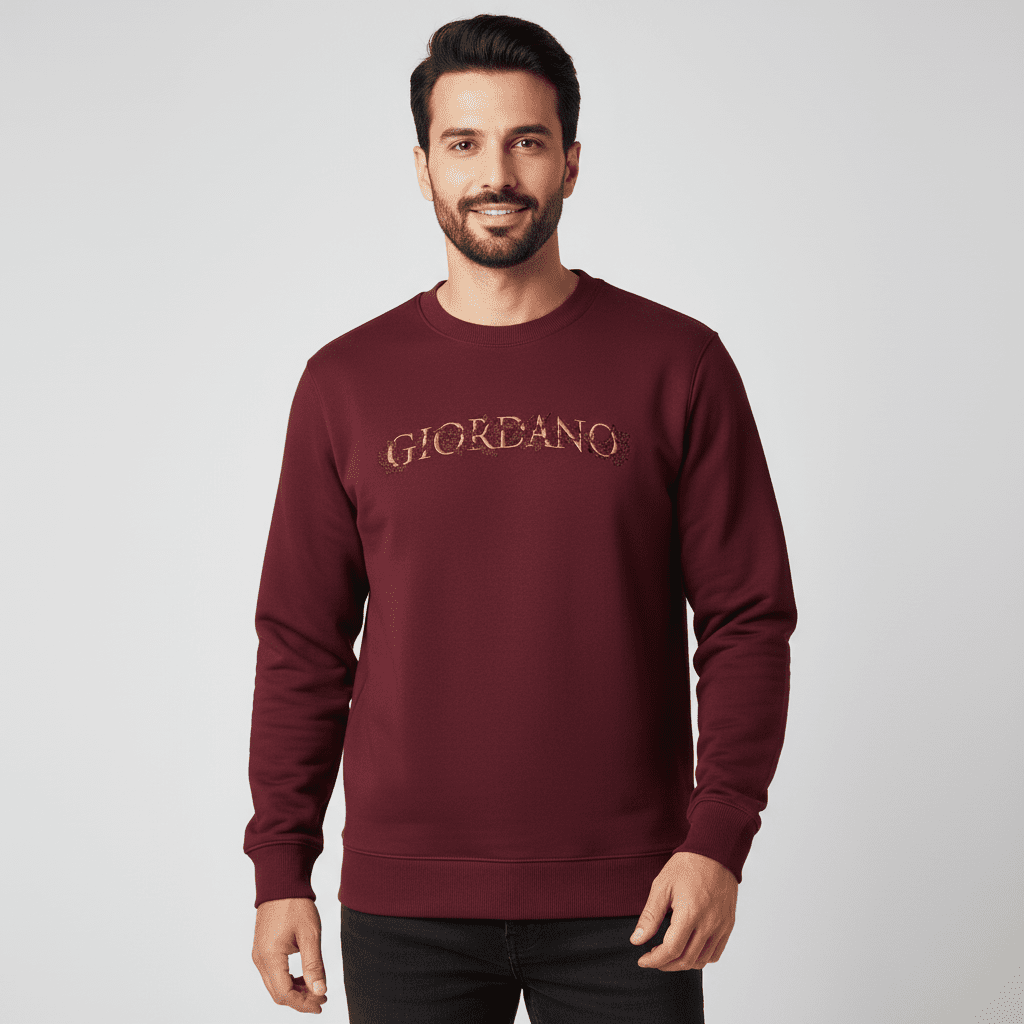 Men's Relaxed Fit Refined Casual Logo Print Sweatshirt - Giordano Online