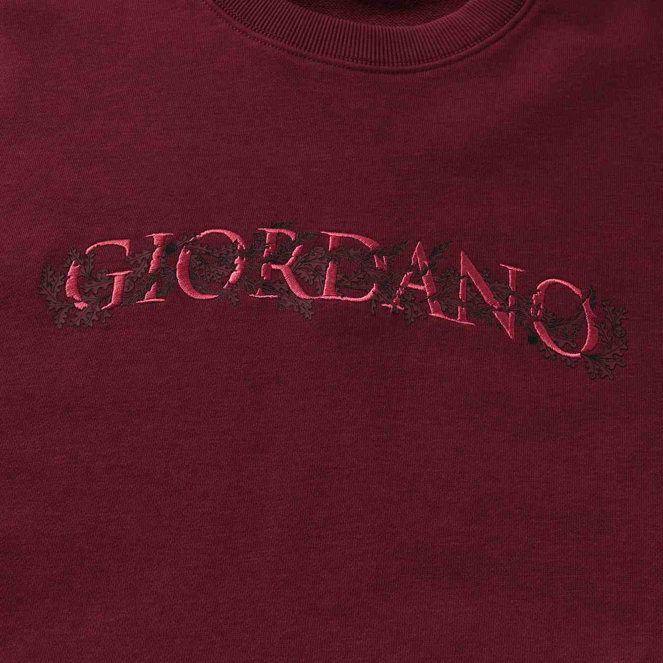 Men's Relaxed Fit Refined Casual Logo Print Sweatshirt - Red - Giordano Online