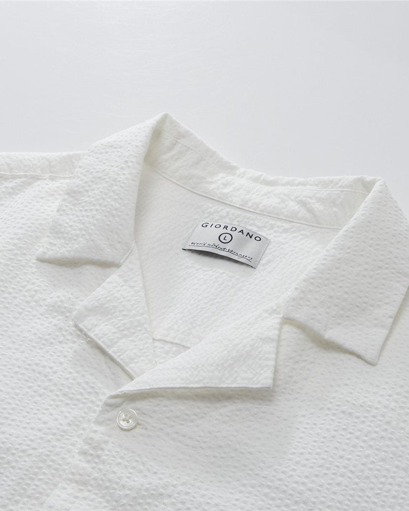 Men's Seersucker Half Sleeve Shirt - Giordano Online