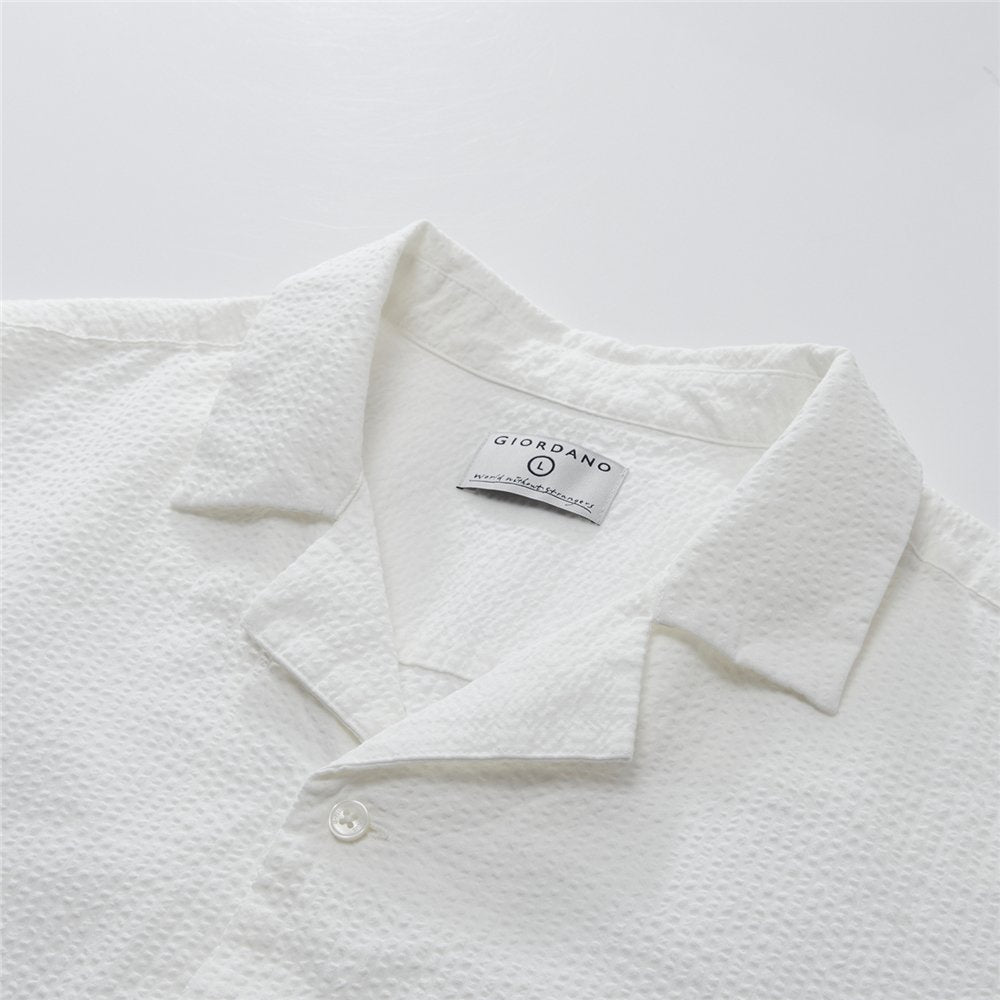 Men's Seersucker Half Sleeve Shirt - Giordano Online